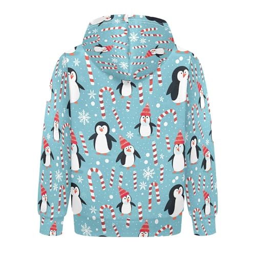 Kids Hoodies Sweaters Christmas Xmas Penguin Hooded Sweatshirts with Big Pockets for Boys Girls B04004332