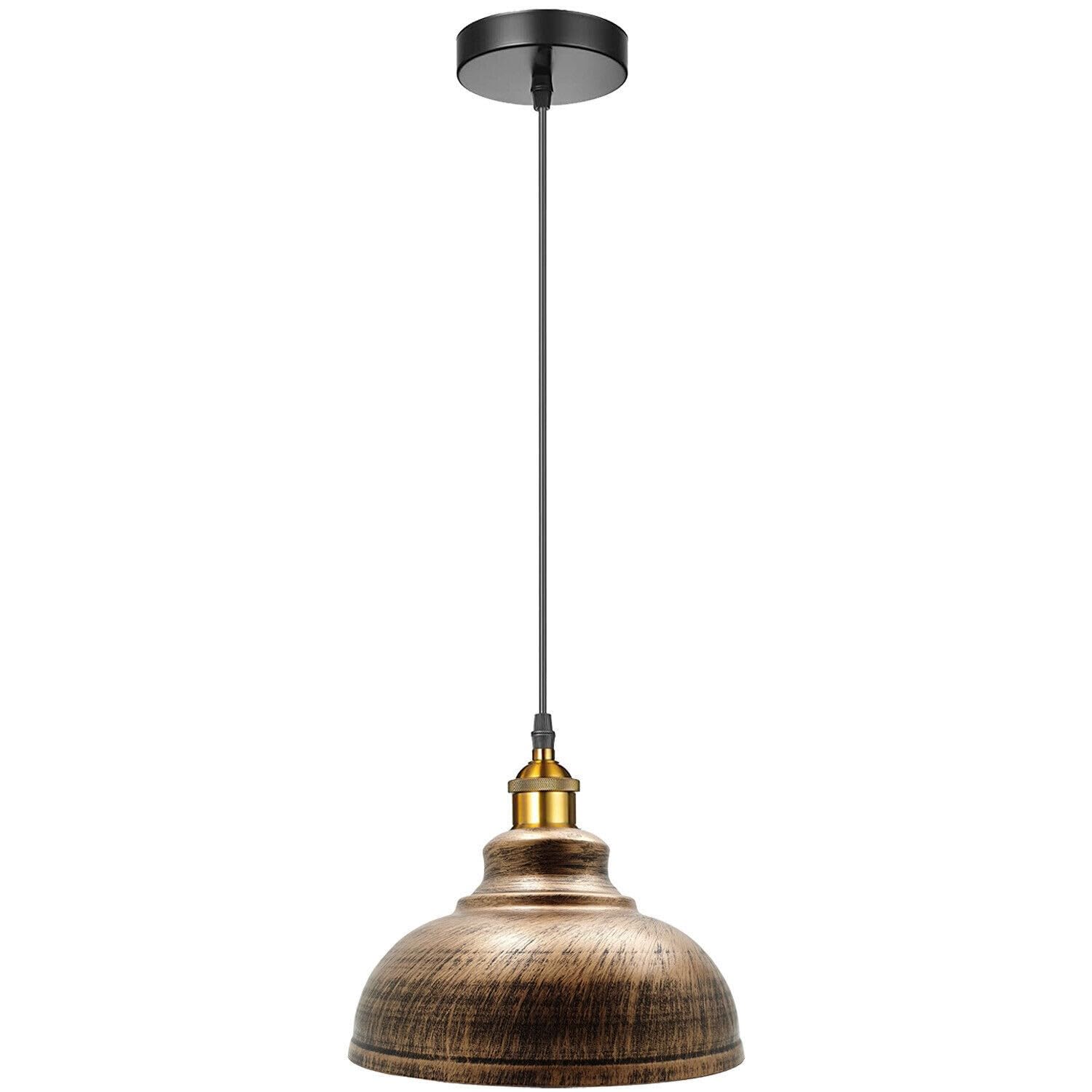 LEDSone Industrial Brushed Copper Pendant Ceiling Light, 29cm Retro Vintage Style Curvy Dome Shaped Pendant Lamp Shade for Home Décor & Improvement Essential