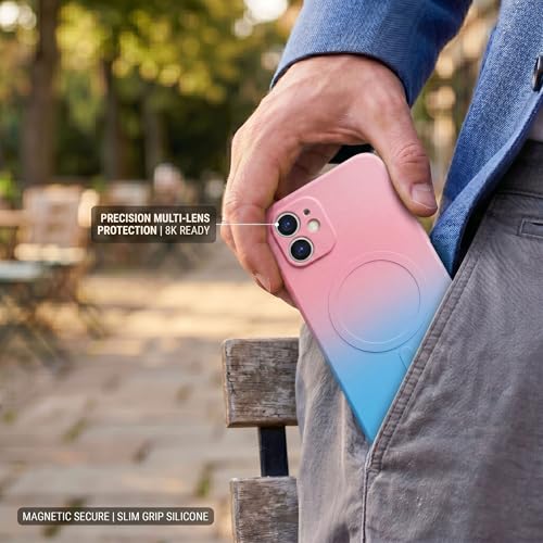 Image of amazon basics Gradient Mag-Safe Case for iPhone 11 | Soft Silicone Shockproof Cover with Camera Protection | Slim Lightweight Design | Smooth Touch & Durable - Pink & Blue