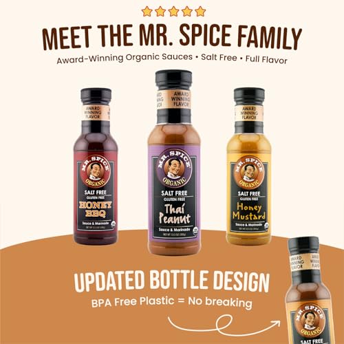 Image of Mr. Spice Ginger Stir Fry Sauce 3-Pack, Organic Salt Free, 13.5 oz Each | stir fry sauce & marinade for wok & air fryer, no salt added, low sodium, gluten free, 40.5 oz Total
