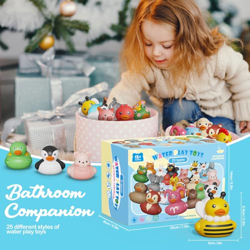 25er Set Badeente Baby Gummiente Badewannenspielzeug ohne Löcher Badespielzeug Weiches, schwimmendes Gummispielzeug Schwimmendem Spielzeug Wasserspielzeug Poolspielzeug für Kinder ab 18 Monaten