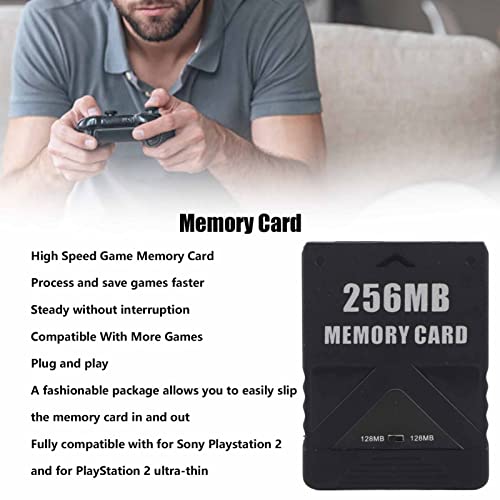 Image of PS2 Memory Card, High Speed Game Memory Card, 15% Speed Up Portable Memory Cards, Compatible with ABS PS2 Accessories Replacement for Saving Games and Information (256MB)