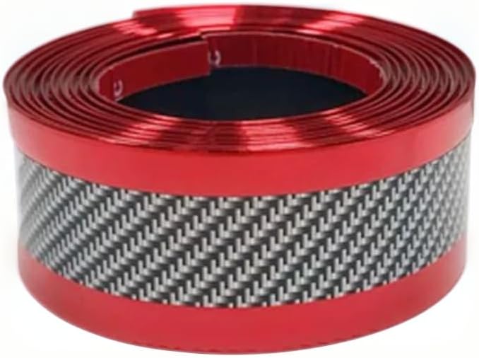 Multipurpose Carbon Fiber Car Door Sill Guard, Bumper Defender and Trunk Non-Step Strip Decoration Accessories (Red, 1.18In * 6.56Ft)