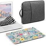 GMYLE MacBook Air 13 Inch Case A1466 / A1369 Older Version 2010-2017 3 in 1 Bundle, Hard Shell, Ultra- Thin Keyboard Cover and 13-13.3 Inch Carrying Sleeve Bag with Handle - Cheery Fresh Floral Set