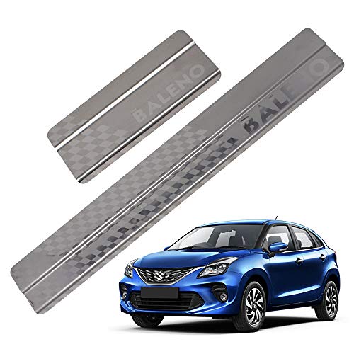 Image of Galio Car Footsteps Scuff Plate Sill Guard Stainless Steel (After-Market) Compatible with Baleno (2015 Onwards) Baleno