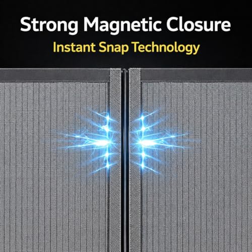 Image of Mosquito Door Net Magnetic 210 * 100cm Grey Mesh Doors for Main Door Auto-Closing Insect Screen to Keep Mosquito Out
