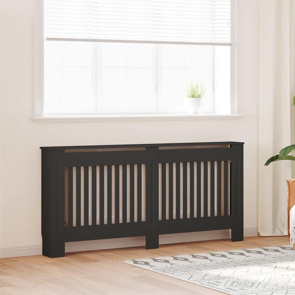 Copertura per termosifoni, colore nero, 172 x 19 x 81,5 cm, in legno con vernice a base d'acqua, design moderno per soggiorno, cantina e garage, facile da montare