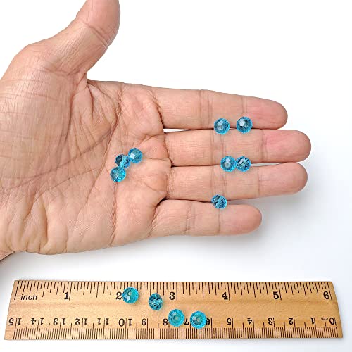 Image of 8mm Rondelle Aquamarine Glass Beads for Jewelry Making, 300pcs Faceted Briolette Crytal Spacer Beads for Bracelet Necklace Earring
