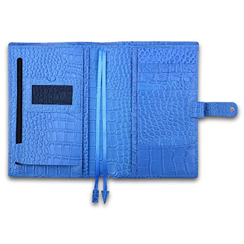 Genuine Leather A5 Planner Cover Personal Organizer, Compatible With Stalogy Hobonichi A5 Size Planner Notebooks (Croco-Light Blue) #TOP1