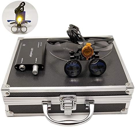 3.5X 420mm Working Distance Surgical Binocular Loupes Optical Glass with 3W LED Head Light Lamp + Aluminum Box Black