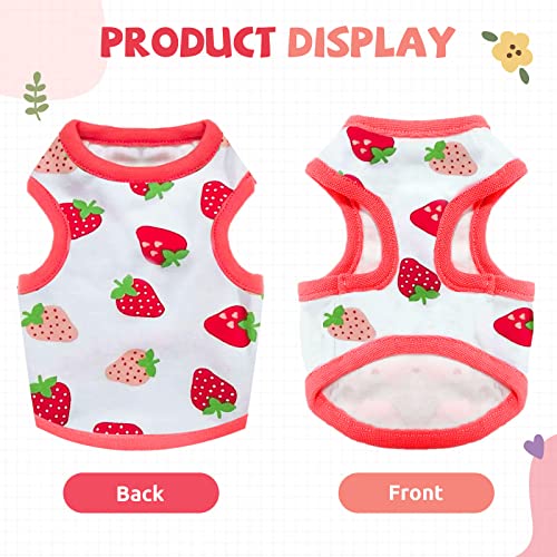 Hrttsy Small Dog Shirt Cute Puppy Cat T Shirt Clothes Soft Cotton Sleeveless Tee Shirts For Small Dogs Cats Spring Summer Doggy Vest Tee Shirt Chihuahua Yorkie Shih Tzu Pet Apparels(Red Strawberry,Xs) #TOP4