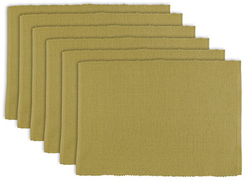 DII 100% Cotton, Ribbed 13x 19 Everyday Basic Placemat Set of 6, Taupe