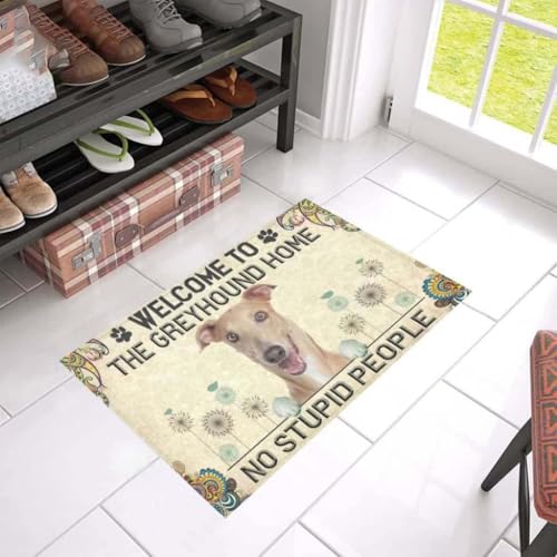 Felpudo Entrada casa Bienvenido al hogar de Greyhound. No se admiten Personas estúpidas.