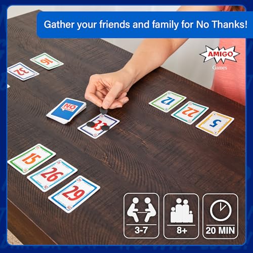 AMIGO Games No Thanks, The Play or Pay Card Game, Bidding & Bludding Family Card Game, Party Game, Fast Playing, Ages 8+, 3-7 Players, 20 Minute Game Play - Thumbnail 6