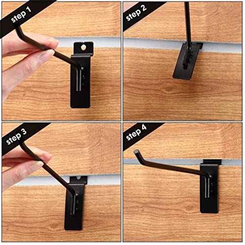 Ferraycle Slatwall Hooks 24 Pc 4/6/8 Inch Slatwall Accessories Slat Wall Shelf Brackets Slat Wall Hanging Hook And Hanger Slatwall Panel Hook Slat Wall Hook Heavy Duty Pegboard Gridwall Display Hook thumb #3