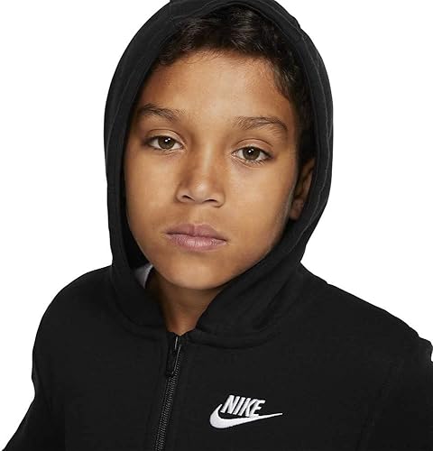 Miniatura 6 de Sudadera Nike NSW Club con capucha para niño, con cremallera, Negro, XL