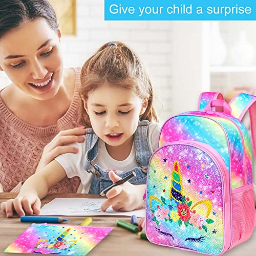 Ccjpx 3Pcs Unicorn Backpack For Girls, 16” Kids Sequin Bookbag And Lunch Box For Kindergarten Elementary #TOP5