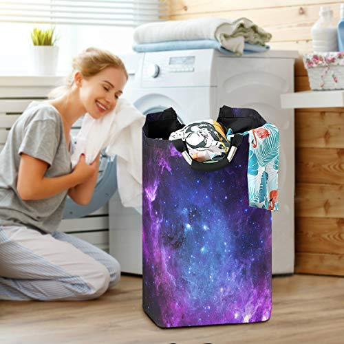 Image of senya Large Laundry Basket Shopping Foldable Clothes Bag Collapsible Fabric Laundry Hamper Folding Washing Bin (Galaxy Nebula Space)