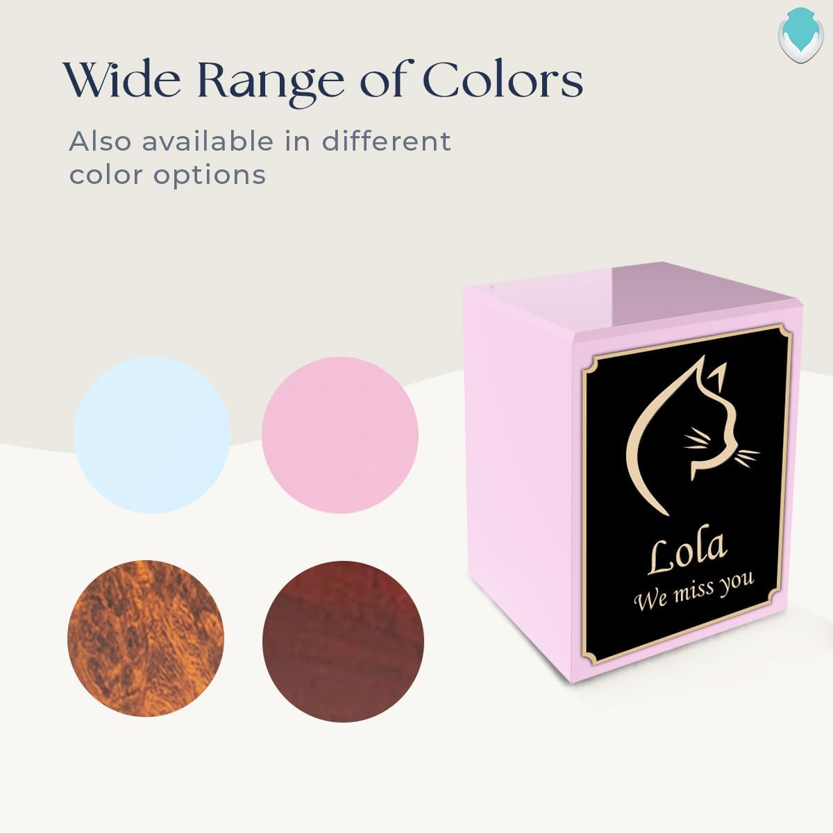 GetUrns Custom Engraved Heritage Light Pink Small Pet Cremation Urn Memorial Box for Ashes (Cat)