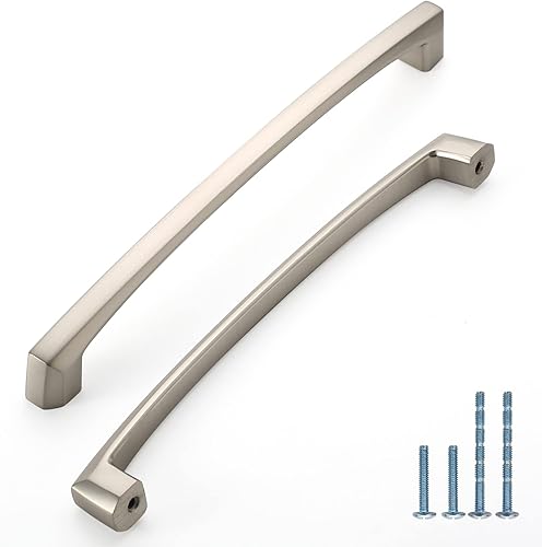 KNOKLOCK Paquete de 10 manijas de gabinete de cocina de 7 pulgadas (6.969 in) de níquel satinado cepillado, tiradores de gabinete de cocina,
