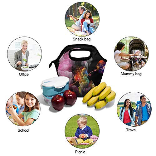 Naanle Outer Space Insulated Zipper Lunch Bag Cooler Tote Bag For Adult Teens Kids Girls Boys Men Women, Nebula Music Lunch Boxes Lunchboxes Meal Prep Handbag For Outdoors School Office #TOP1