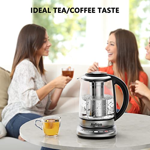 Smart Electric Kettle With Temperature Control, 5 Presets Electric Tea Kettle With Removable Infuser, 2 Hours Keep Warm With Auto Shut Off, 1.7L, Glass And Stainless Steel, Bpa Free #TOP7