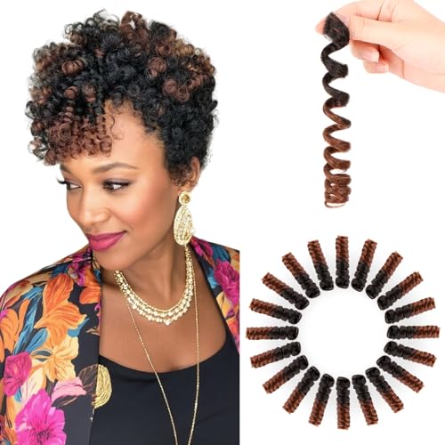 BECUS Crochet Hair for Black Women 3 Packs 20 Inch Jamaican Curly Crochet Braids Black and Brown Hair Extension Jumpy Wand Extensions(3*Packs 20'' #1B/30 16MM)