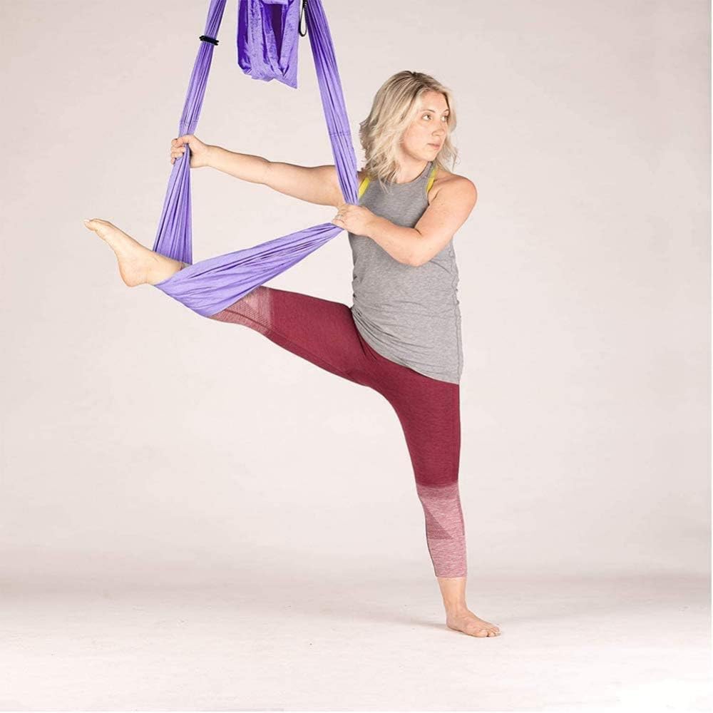 qiuqiu Aerial Yoga Hammock, Yoga Strap Elastic Belt Stretch, Leg Spreader, Be More Flexible with The Door Handle, Stretching Equipment