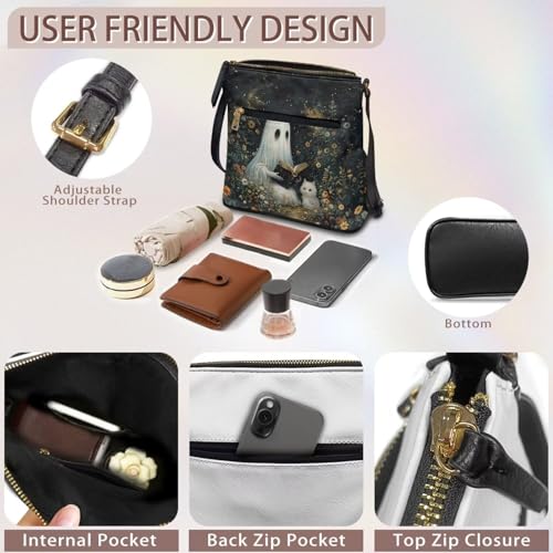Image of Leather Purses for Women, Leather Hobo Bags for Women Travel Sling Purse Triple Zippered Pockets Shoulder Bag