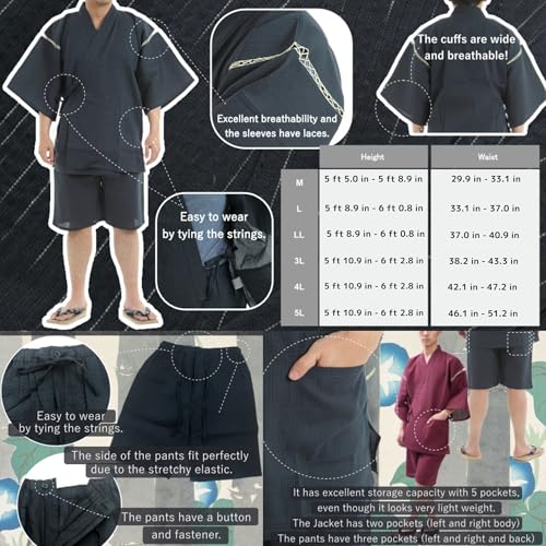 Edoten Men's Japan Kimono Jinbei4