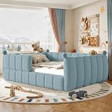 KEIKI Queen Upholstered Montessori Floor Bed