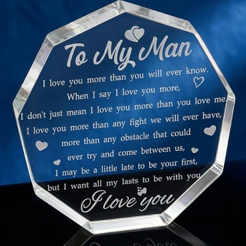 Image of DIGI ARTS To My Man Acrylic Plaque Gifts for Husband from Wife, Birthday Gift for Boyfriend, Romantic Gift for Him, Bf, Fiance, Fathers Day, Christmas | Tabletop, Art Deco Style