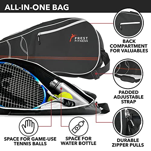 Frest 3 Racquet Fitness Tennis Bag | Made Of 600D Premium Polyester Water Resistant | Padded Tennis Racket Cover | For Professional Or Beginner Tennis Player | Front & Back Pocket For Tennis Balls #TOP4