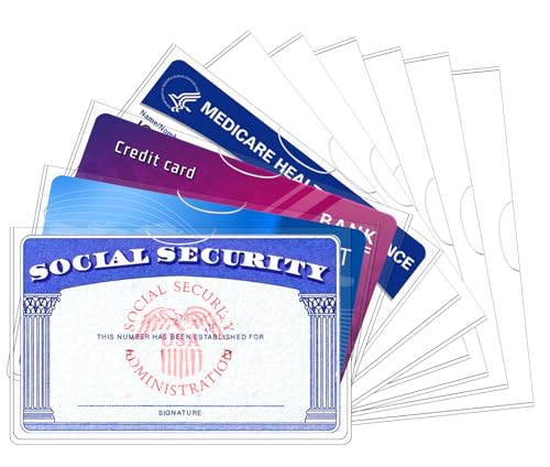 Sooez 10 Pack Social Security Card Protector, 24 Mil Thick Card Protector Sleeves, Protective Credit...