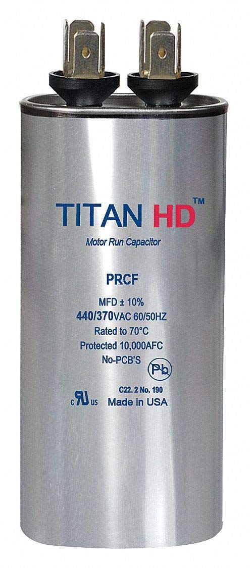 Titan Hd Round Motor Run Capacitor, 45 Microfarad Rating, 440VAC Voltage - PRCF45A