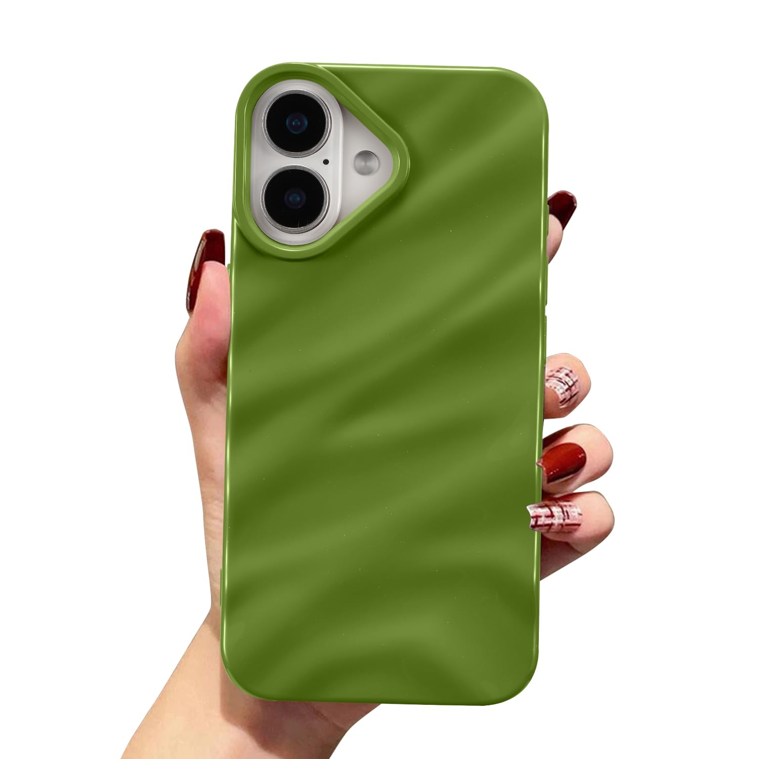Coque iPhone 16 Plus pour filles look vague vert en extérieur