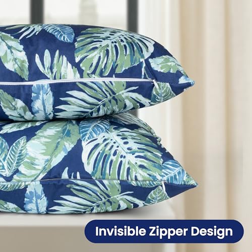 Housse de coussin imperméable terrasse 50x50 lot de 2 jardin bleu