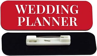 Wedding Planner 1 x 3" Red Rounded Corner Name Badge | Stock Name Badges (3 Pack)