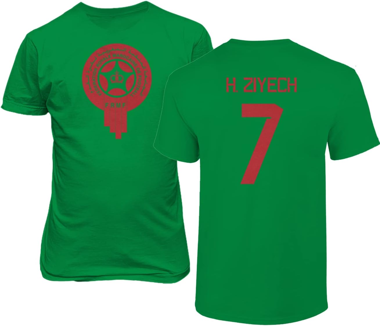 FLAURA Morocco Soccer #7 Ziyech World Football Fans Adult Men's Unisex T-Shirt