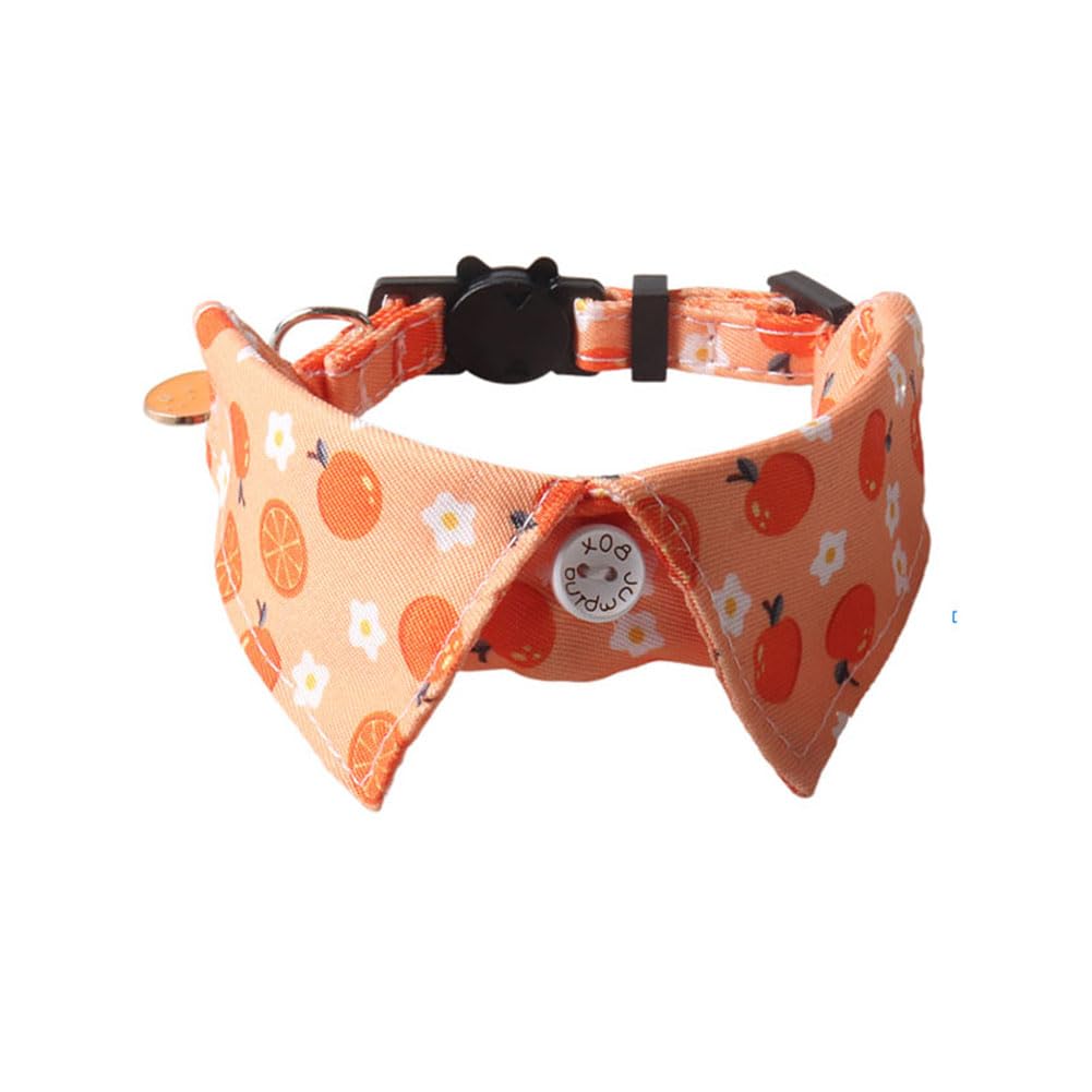 BT Bear Cute Style Small Dog Collar with Bell Adjustable Quick Release Cat Collars for Small Dogs Puppy Orange