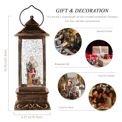 Christmas Snow Globe Lantern Crystal Glitter Lantern Features 8 Songs and 6-Hour Timer Function Ideal for Holiday Decorations and Gifts USB and Battery-Powered Snow Globe (Santa Claus) by JEDAWN - Image 6