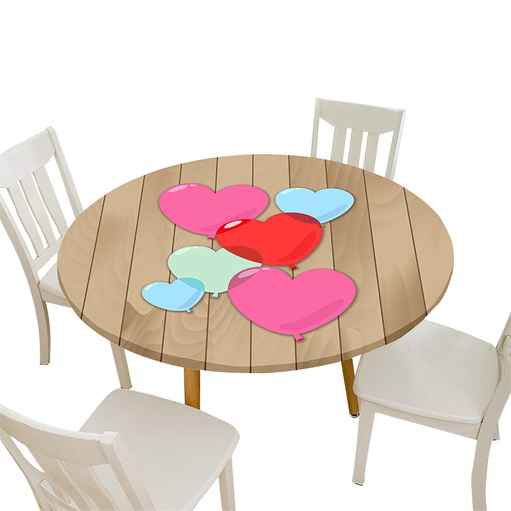 Morbuy Nappes Rondes Anti Taches, 3D Coeur Aimant Imprimé Nappes