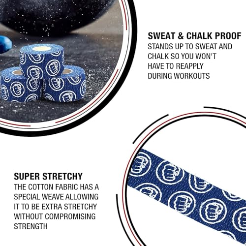 Image of WOD Nation Flexible Hook-Grip Athletic Tape - Easy-Tear, Sweat-Proof Thumb & Finger Strips for Weightlifting