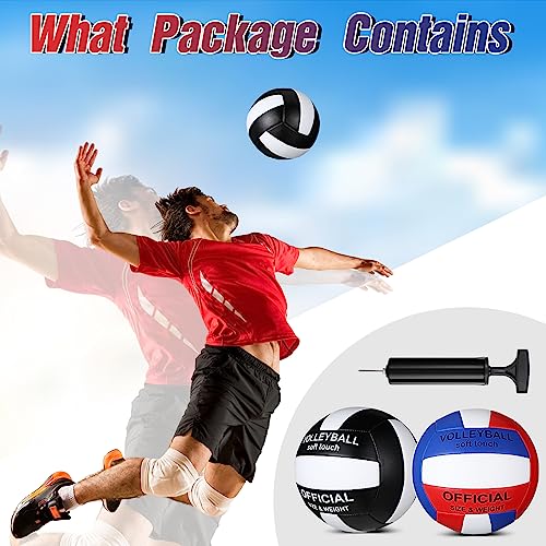 Image of Lenwen 2 Pack Volleyball Official Size 5, Blue, Red, Black, White