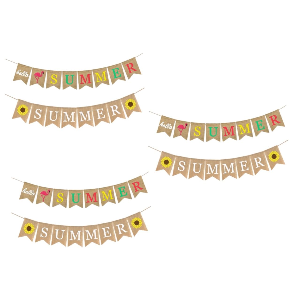Abaodam 6 Piezas Decoración Hola Banderines De Verano Empavesado En Forma De Cola De Golondrina Pancarta De Arpillera De Verano Hola Verano Tirar De La Hawai Girasol