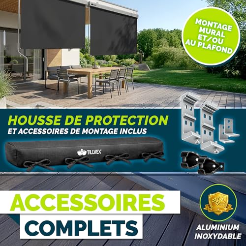 Store vertical extérieur tillvex anthracite 140x250cm pour balcon