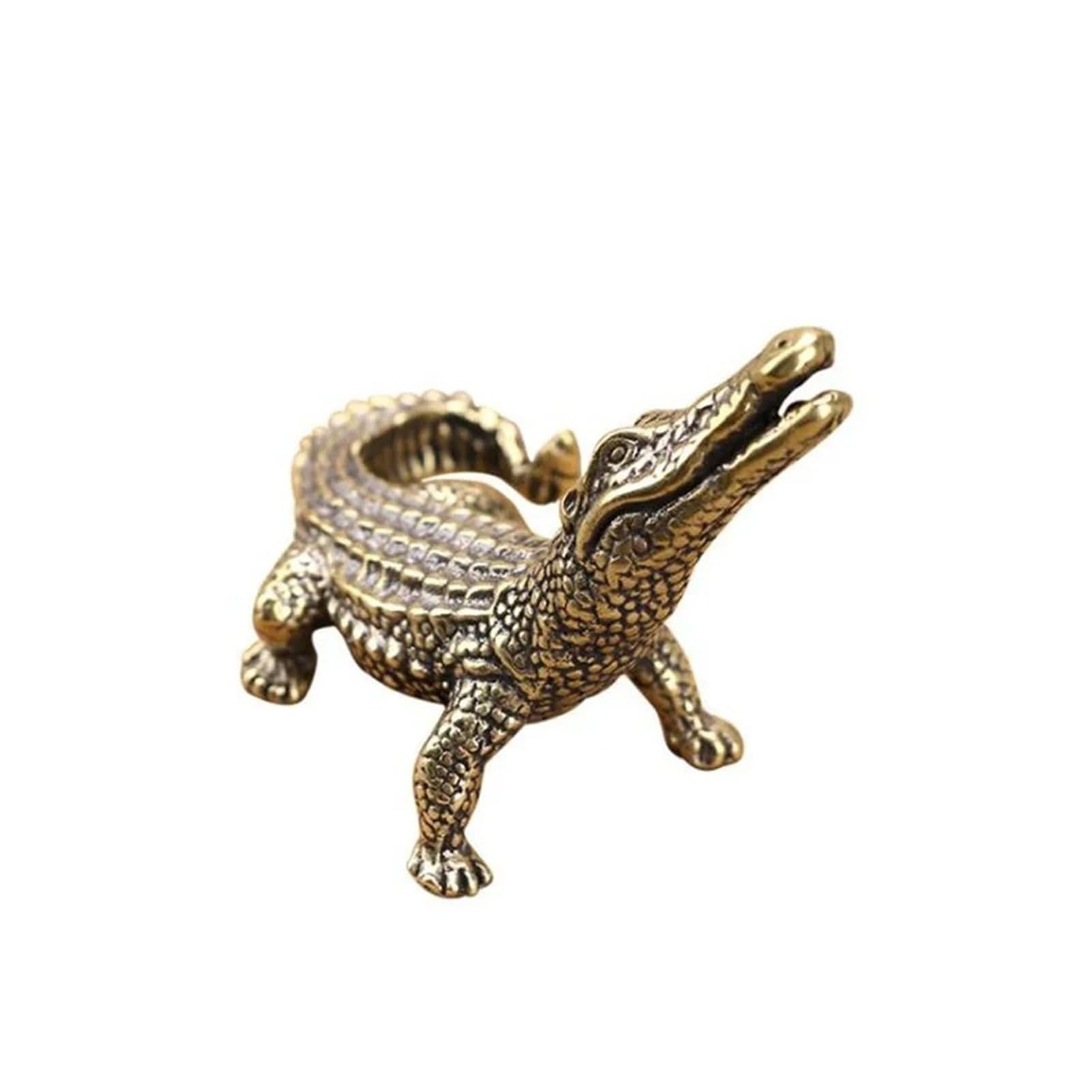 Huolimxun Antique Brass Crocodile Statue Office Desktop Creative Ornaments Feng Shui Fortune Town House Crafts