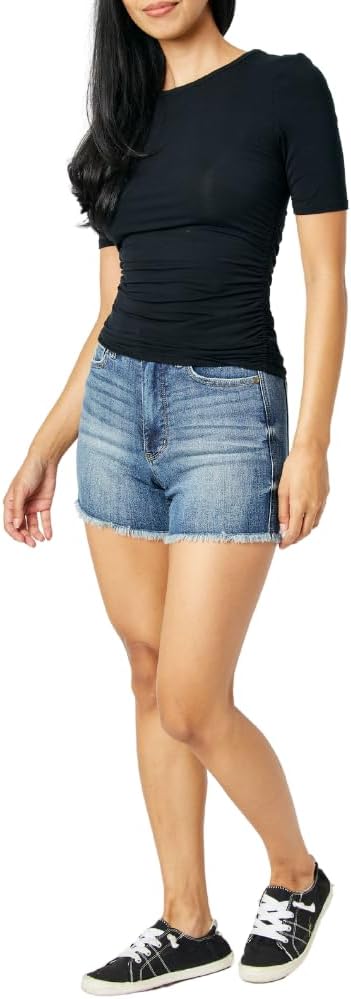 Judy Blue High Waist Tummy Control Fray Hem Shorts - Image 3