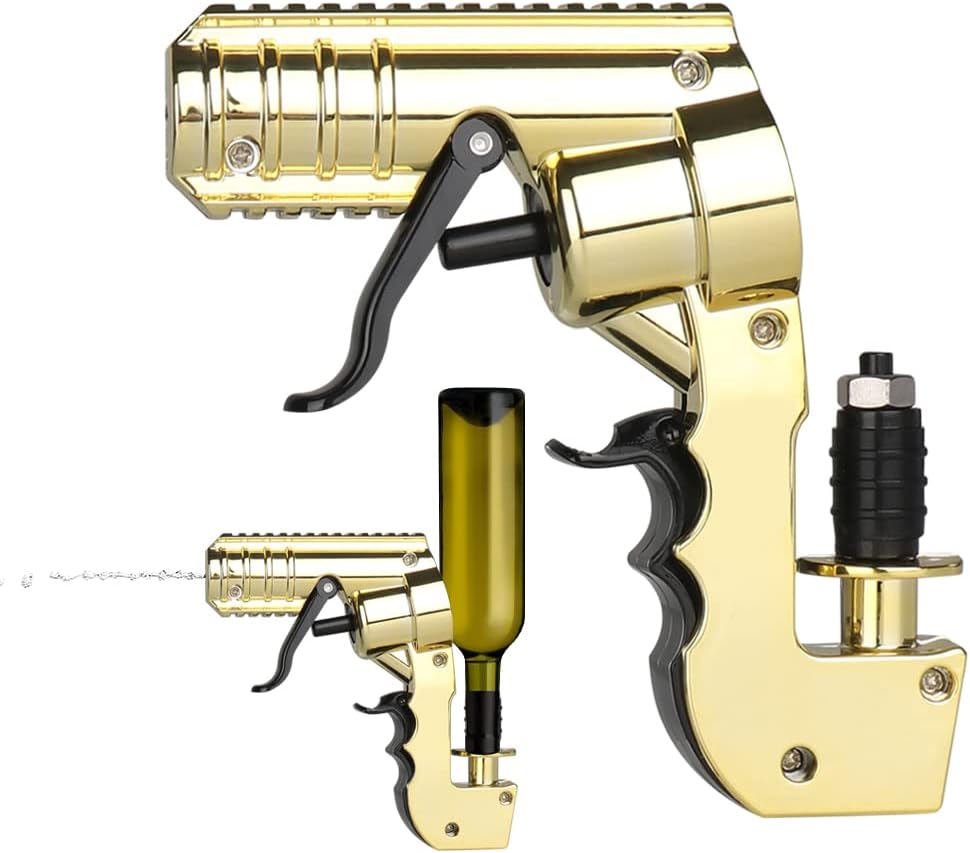Jooheli Pistola Pulverizadora de Champán, Dispensador de Vino de Champán, Pulverizador de Champán, Pistola de Champán para Pool, Playa, Fiestas, Cumpleaños, Bodas, Festival de Música (Oro)