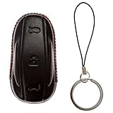 Utopicar Key fob sleeve for Tesla Model X - Car key case designed for perfect snug fit. [Genuine leather] [Handmade] (Black)